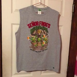 Senor Frogs Gray Graphic Tank Top Mens Large L Cozumel Mexico